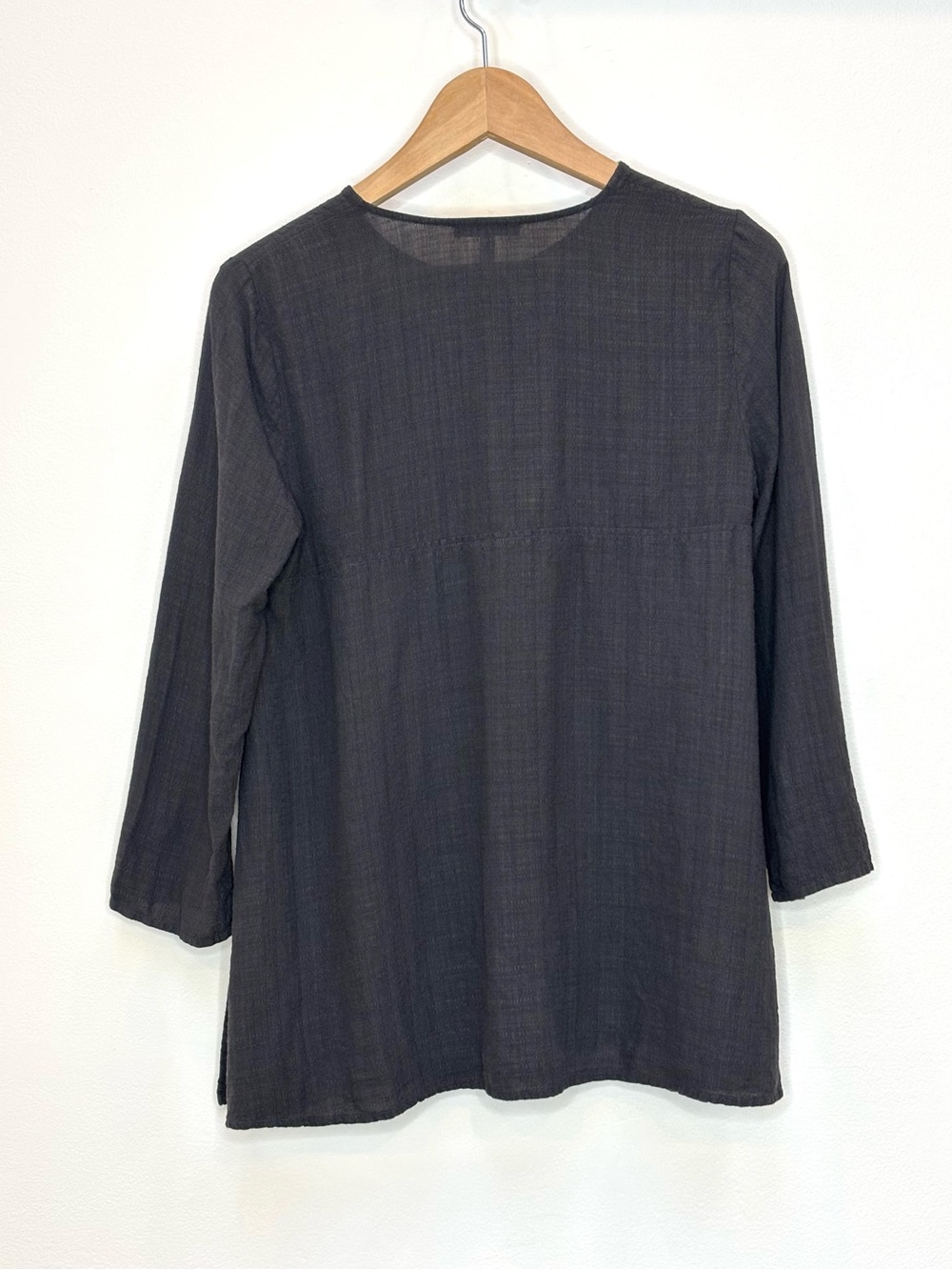 Eileen Fisher Textured Linen Blend Button Front Tunic Top Petite Small - Picture 3 of 10